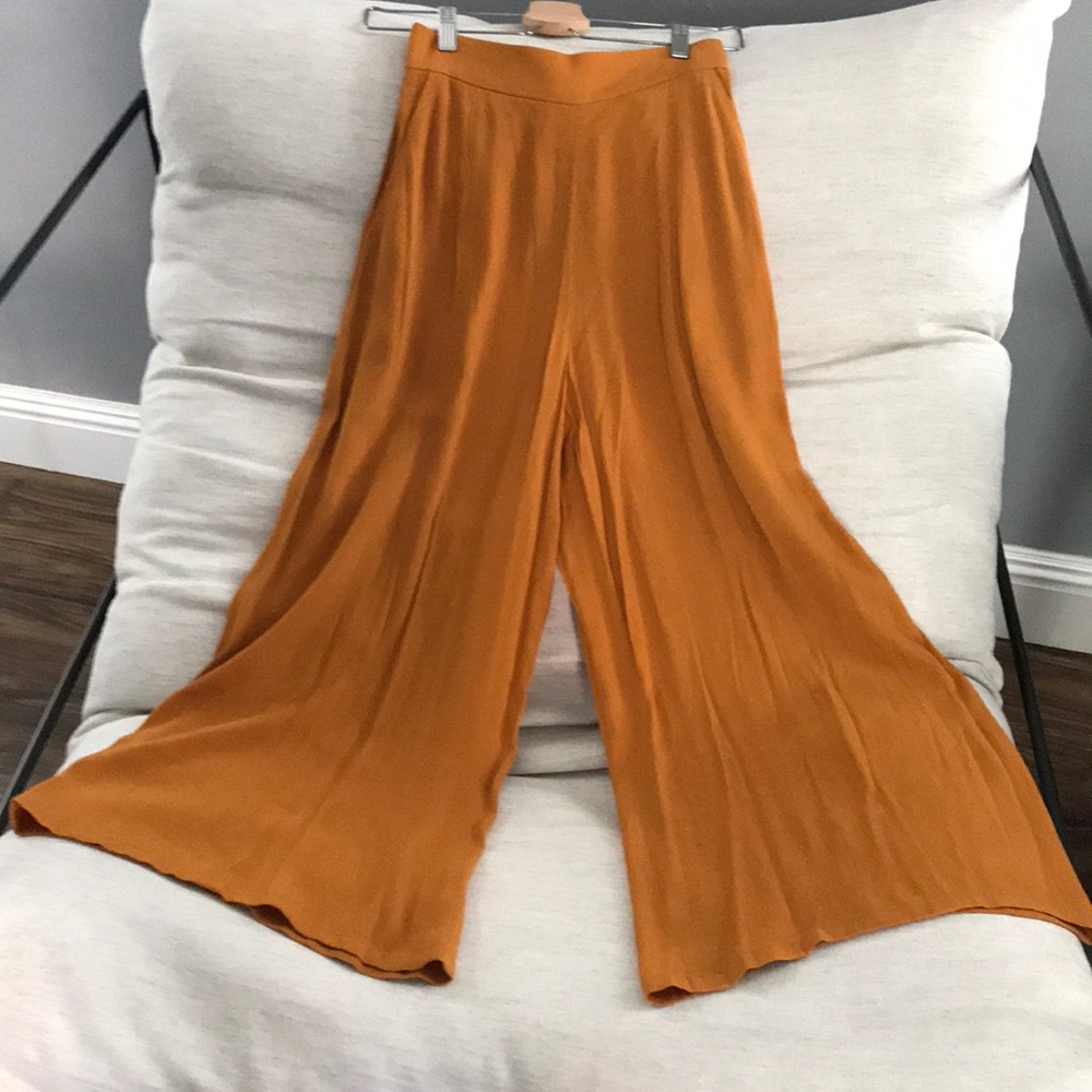 XS LEITH High Waist Crop Wide Leg Pant-Rust Orange